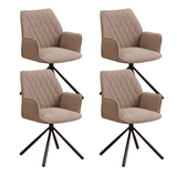 Set of 4 Swivel Dining Chairs Novan Taupe Bouclé – 180° Swivel 
