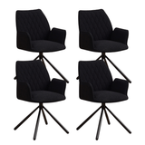 Swivel Dining Chair Novan Black Bouclé - 180° Swivel
