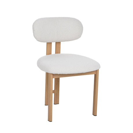 Japandi Dining Chair Miyo Bouclé Ivory - Oak Look Frame 