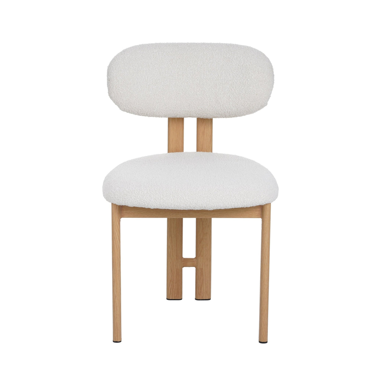 Japandi Dining Room Chair Miyo Bouclé Beige - Oak Look Frame