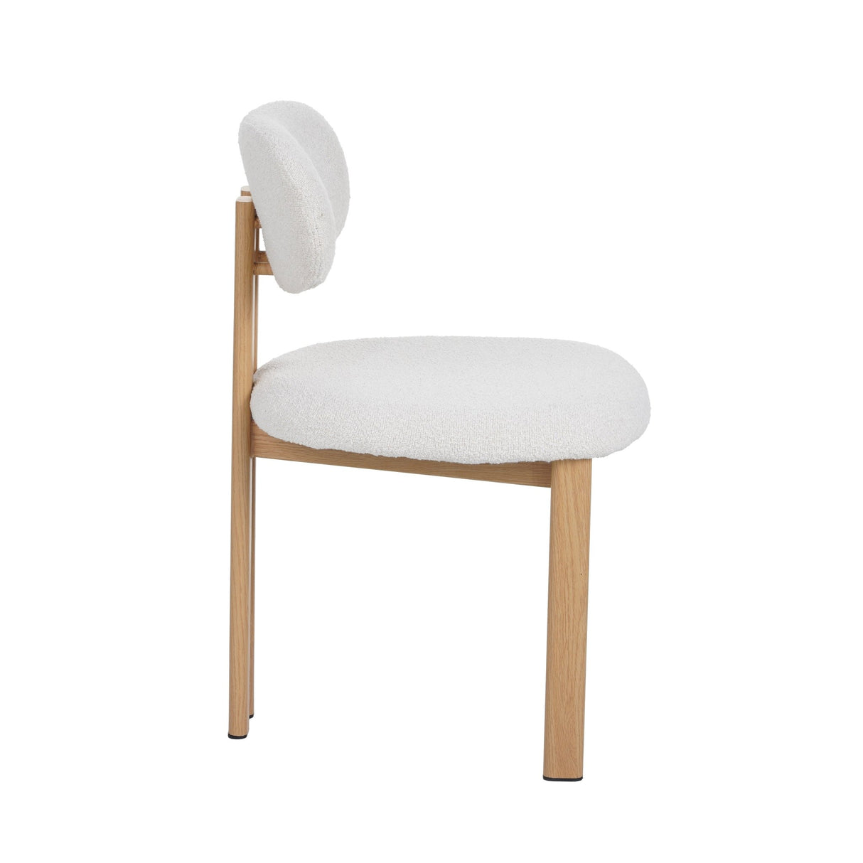 Japandi Dining Room Chair Miyo Bouclé Beige - Oak Look Frame