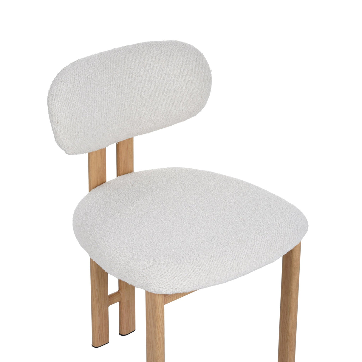 Japandi Dining Room Chair Miyo Bouclé Beige - Oak Look Frame