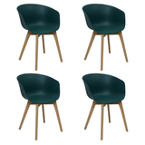 Scandinavian Dining Chair Herning Green - Plastic Shell – Beech Legs
