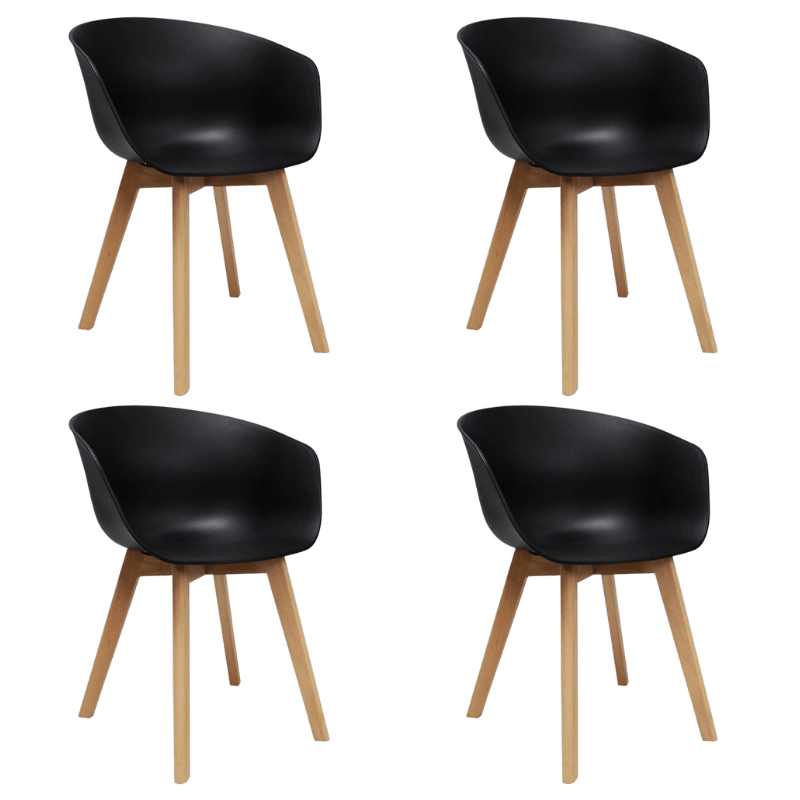 Scandinavian Dining Chair Herning Black – Plastic Shell – Beech Legs