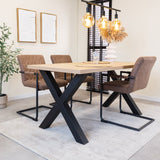 Dining Table Lenzo Rustic Oak - Black X-Leg