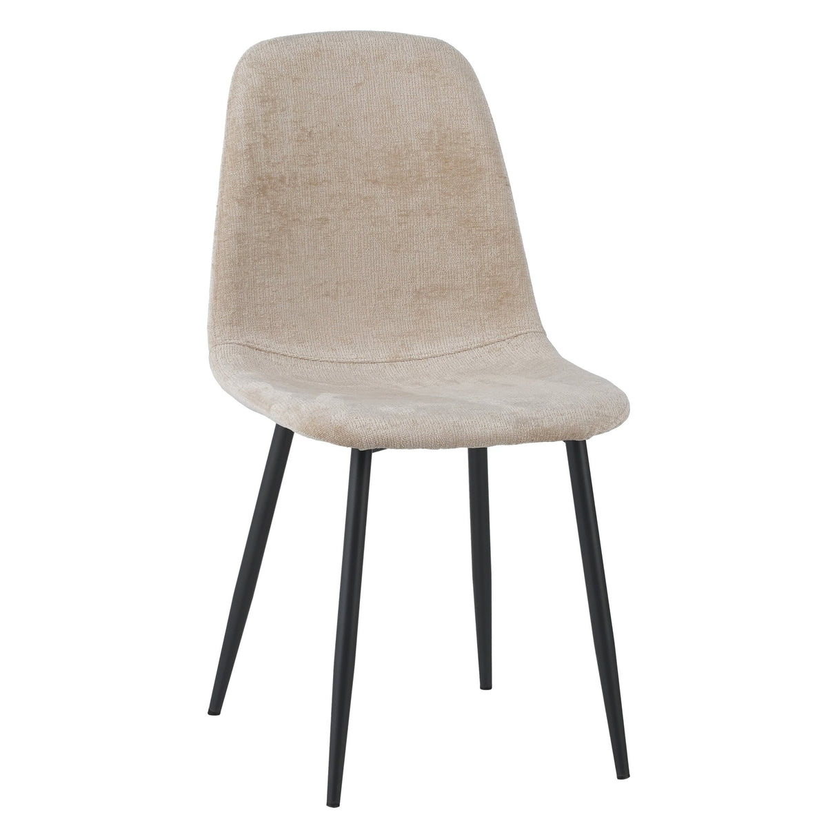 Set of 4 Scandinavian Dining Chairs Beige Chenille Fabric Swift - Without Armrests 