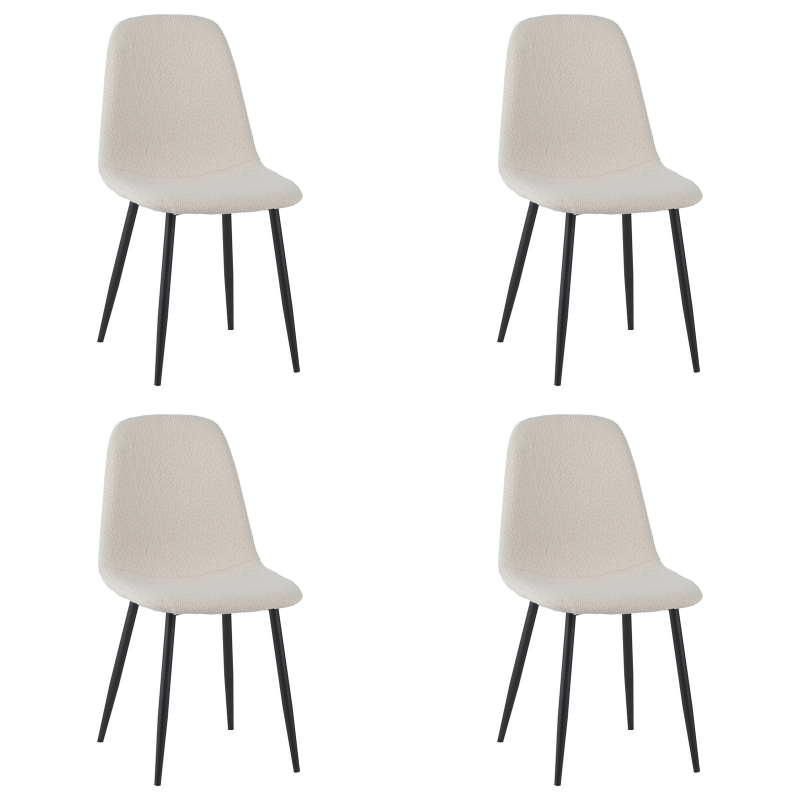Set of 4 Scandinavian Dining Chairs Cream Boucle Fabric Swift - Without Armrests 