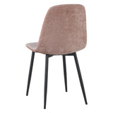Set of 4 Scandinavian Dining Chairs Old Pink Chenille Fabric Swift - Without Armrests 
