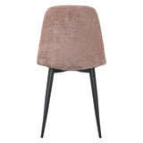 Set of 4 Scandinavian Dining Chairs Old Pink Chenille Fabric Swift - Without Armrests 