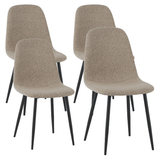 Set of 4 Scandinavian Dining Chairs Latte Bouclé Fabric Swift - Without Armrests 
