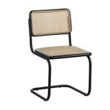 Buisframe eetkamerstoel Vester zwart metaal met bamboe webbing - Zonder Armleuningen