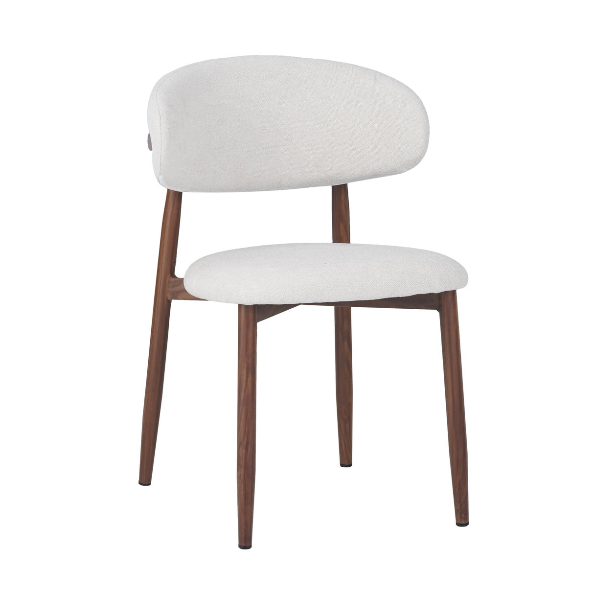 Dining Chair Nalo with Walnut-Coloured Metal Legs and Ivory-Coloured Seat