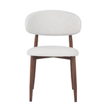 Dining Chair Nalo with Walnut-Coloured Metal Legs and Ivory-Coloured Seat