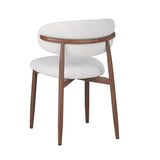 Dining Chair Nalo with Walnut-Coloured Metal Legs and Ivory-Coloured Seat
