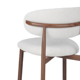 Dining Chair Nalo with Walnut-Coloured Metal Legs and Ivory-Coloured Seat