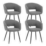 Scandinavian dining chair gray fabric bucket shape Don - with armrests