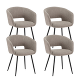 Set of 4 Scandinavian Dining Chairs Don Taupe Fabric Shell Shape - With Armrests 