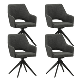 Set of 4 Swivel Dining Chairs Sid Anthracite Fabric - With Armrests 