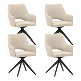 Set of 4 Rotatable Dining Chairs Sid Beige Fabric - With Armrests 