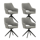 Set of 4 Swivel Dining Chairs Sid Gray Fabric - With Armrests 