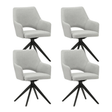 Set of 4 Swivel Dining Chairs Sid Light Grey Fabric - With Armrests 