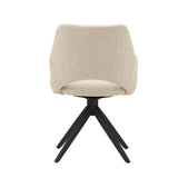 Set of 4 Rotatable Dining Chairs Sid Beige Fabric - With Armrests 