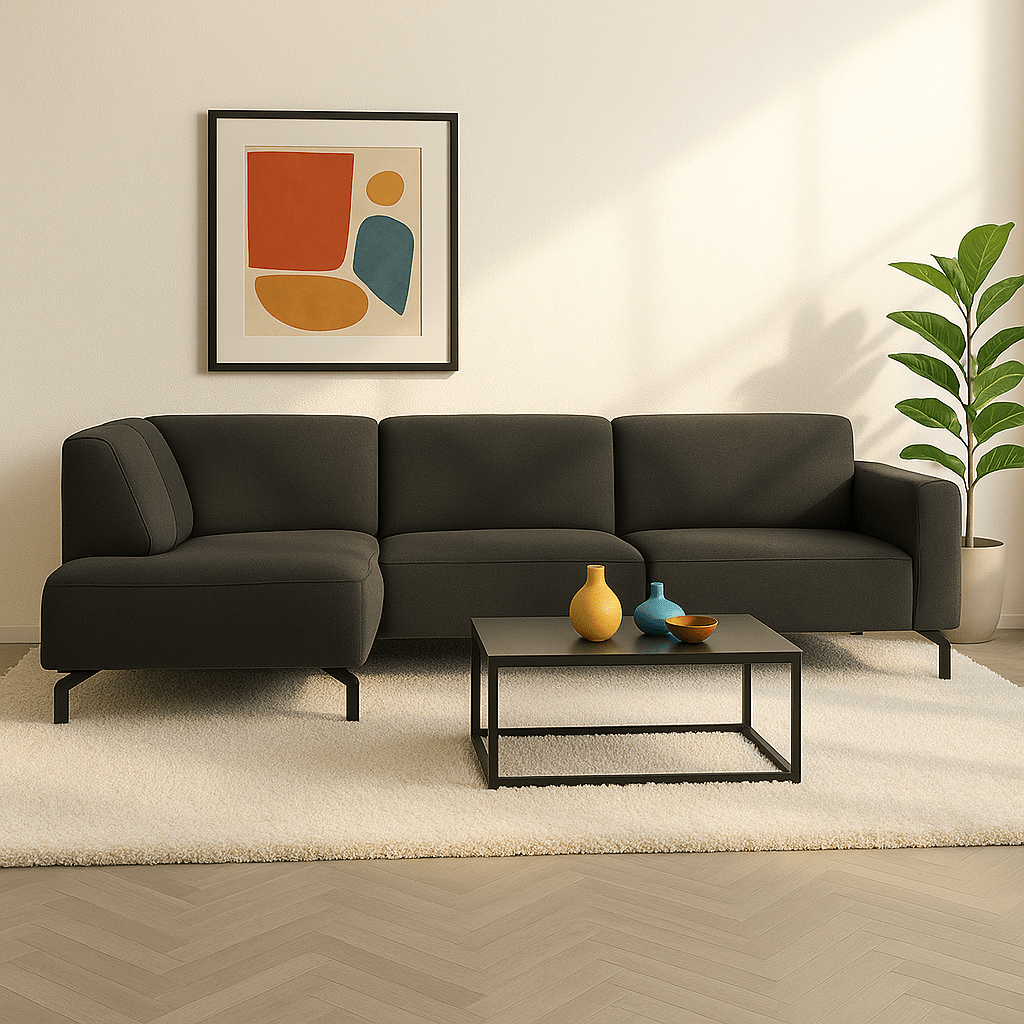 Verona Industrial Corner Sofa Fabric Anthracite Left