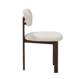 Japandi Dining Chair Miyo Bouclé Ivory - Walnut Look Frame 