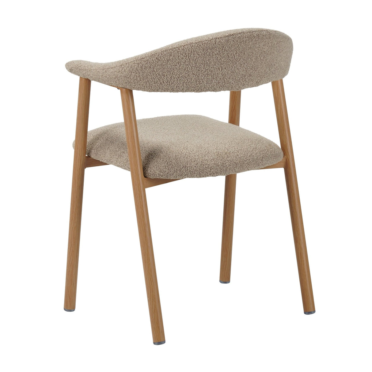 Japandi Dining Chair Sand Color Bouclé Suki - Oak Look Frame - With Armrest 