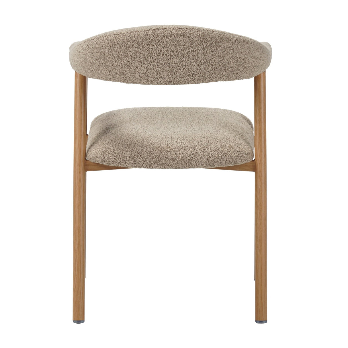 Japandi Dining Chair Sand Color Bouclé Suki - Oak Look Frame - With Armrest 