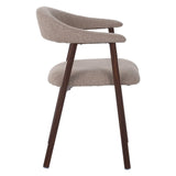 Japandi Dining Chair Sand Color Bouclé Suki - Walnut Frame - With Armrests 