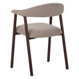 Japandi Dining Chair Sand Color Bouclé Suki - Walnut Frame - With Armrests 