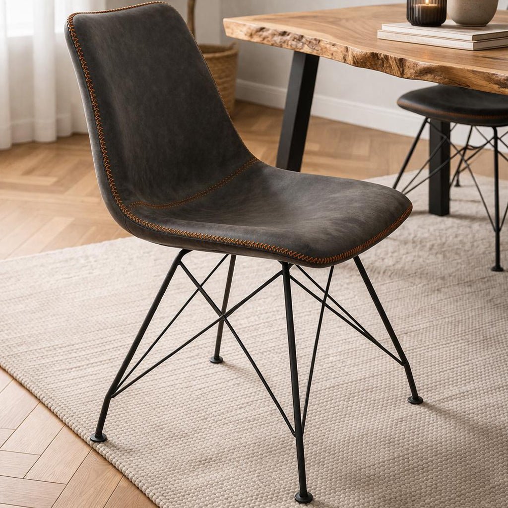 Industrial Dining Chair Viano Anthracite - Without Armrests