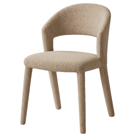 Dining chair sand bouclé Yumi - Japandi - fully upholstered