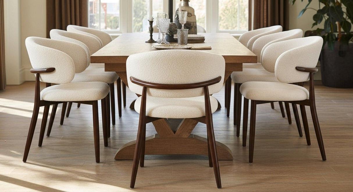 Eetkamerstoelen - Japandi Eetkamerstoel Yuka Zand - Eikenlook Frame - Dimehouse
