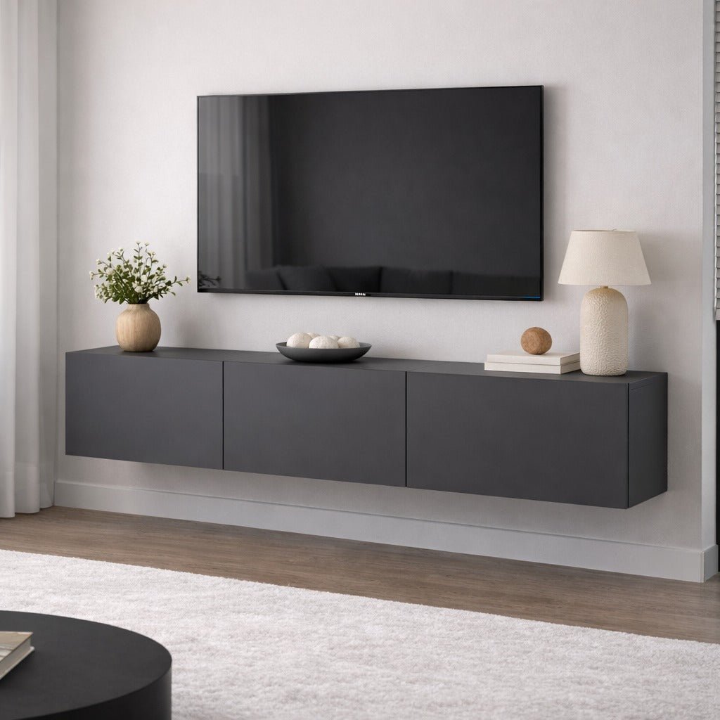 West Floating TV Cabinet Anthracite 150 cm Melamine