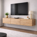 TV Meubels - Zwevend TV Meubel Beuken Melamine - 150x30 cm - West - Dimehouse