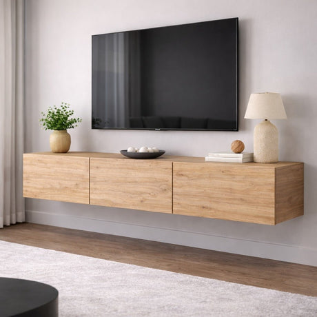 TV Meubels - Zwevend TV Meubel Beuken Melamine - 150x30 cm - West - Dimehouse