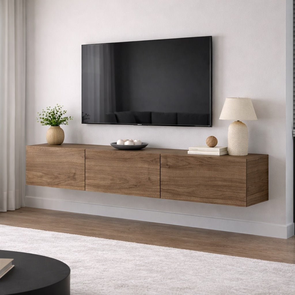 West Floating TV Cabinet Walnut Look 150 cm Melamine