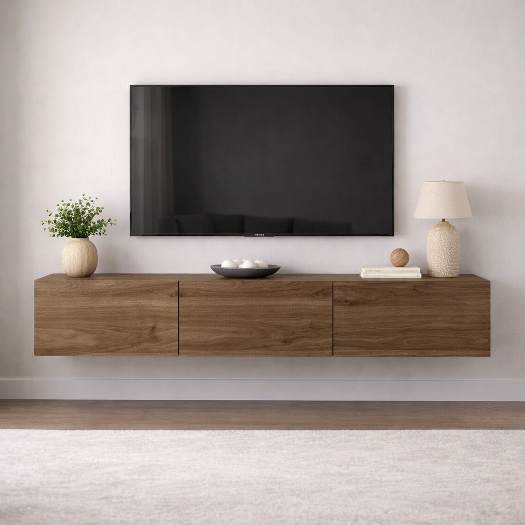 West Floating TV Cabinet Walnut Look 150 cm Melamine