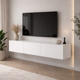 TV Meubels - Zwevend TV Meubel Wit Melamine - 150x30 cm - West - Dimehouse