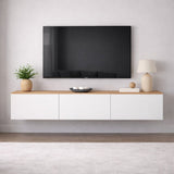 West Floating TV Cabinet White – Atlantic Pine Oak Look 150 cm Melamine
