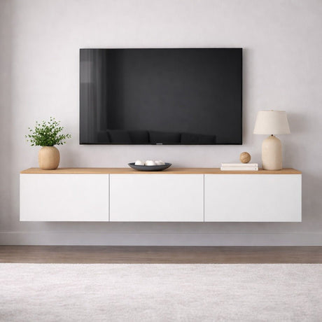 West Floating TV Cabinet White 150 cm Melamine