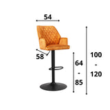 Barkruk Novan velvet Dimehouse Cognac LxBxH 75x58x54 Stof Witfoto maatindicatie