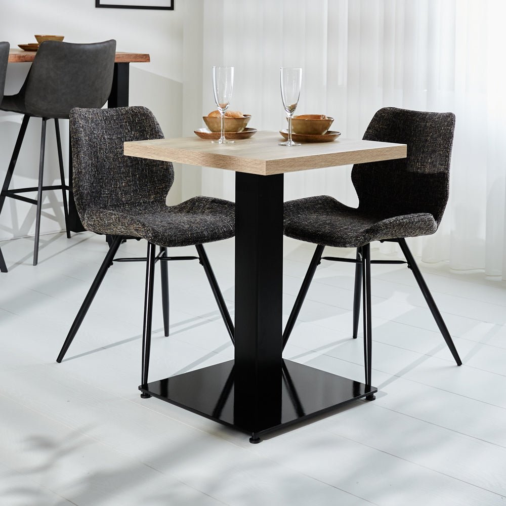 Robin Robson Oak table top Dimehouse Brown LxWxH 82x82x10 Melamine Atmospheric photo diagonal front view