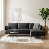 Hoekbank Peppin velvet donkergrijs - rechts sfeerfoto in modern interieur