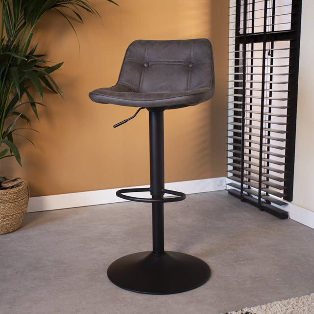 Barstool Keston Dimehouse Anthracite LxWxH 82x52x39 Microfiber Atmospheric photo diagonal front view