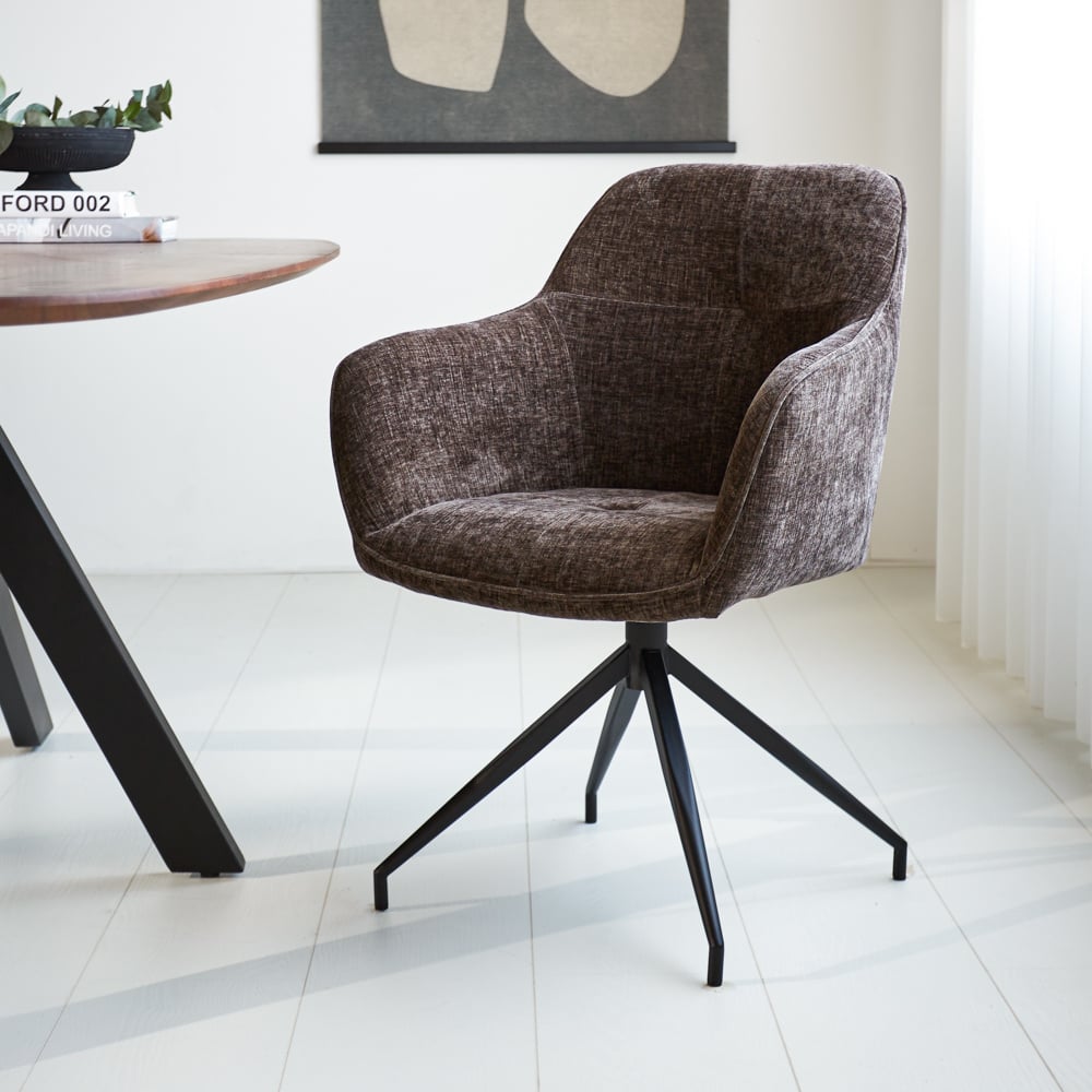 Dining room chair Camiel Dimehouse Brown LxWxH 62x61x54 Fabric Atmospheric photo diagonal front view