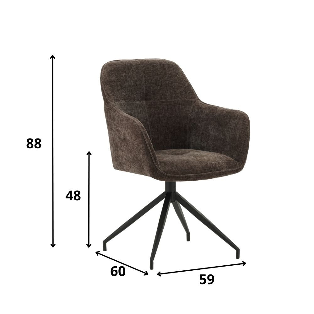 Dining room chair Camiel Dimehouse Brown LxWxH 62x61x54 Fabric White photo size indication
