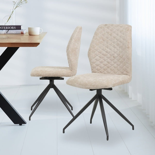 Dining room chair Charly chenille Dimehouse Beige LxWxH 67x60x51 Fabric Atmospheric photo diagonal front view